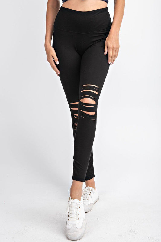 The Black Laser-Cut Yoga Leggings