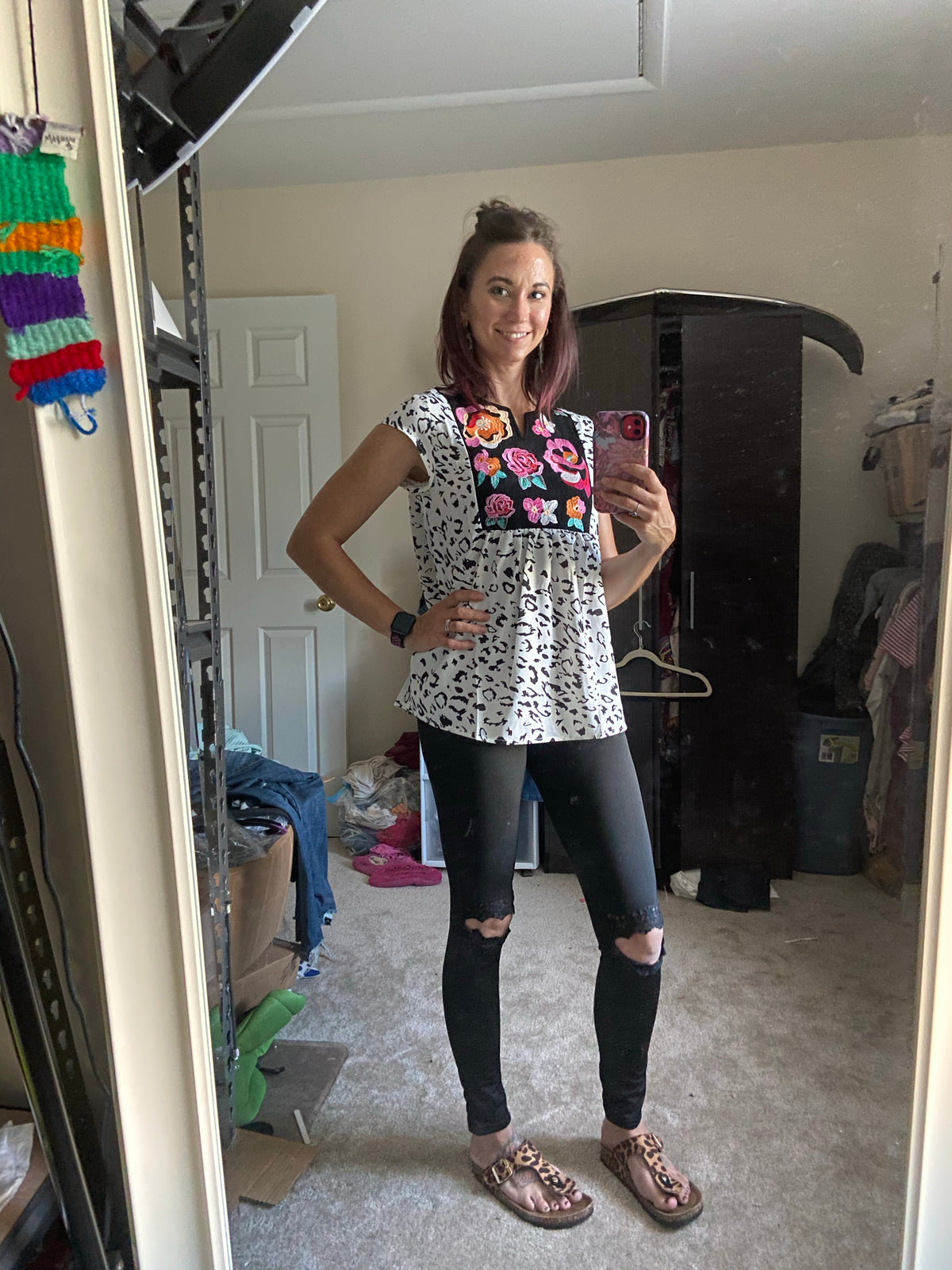 The Elowen Lace-Knee Distressed Leggings