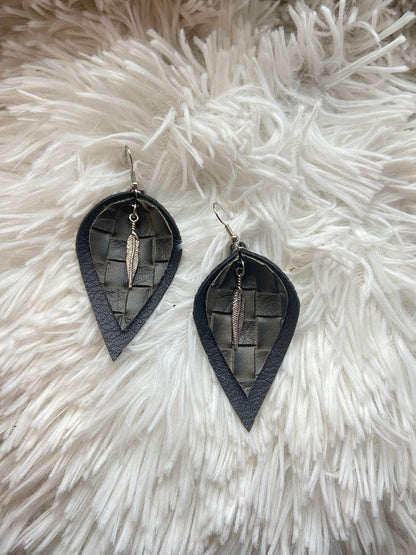 The Midnight Feather Woven Layered Earrings