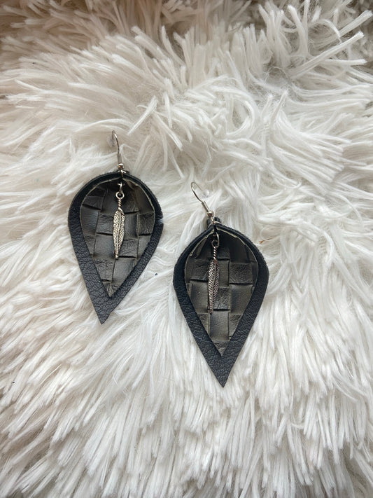 The Midnight Feather Woven Layered Earrings