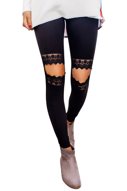 The Elowen Lace-Knee Distressed Leggings