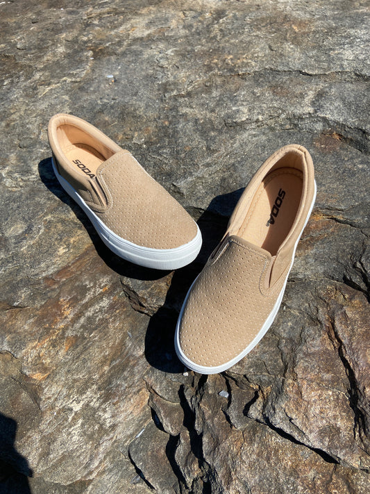The Camel Nubuck Faux-Leather Sneakers