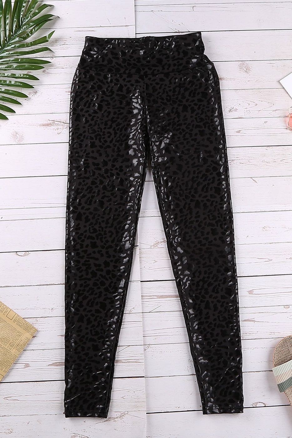 The Onyx Leopard-Textured Leggings