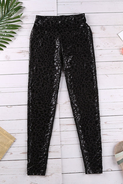 The Onyx Leopard-Textured Leggings