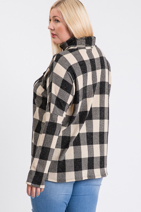 The Cabin Buffalo Plaid Cowl-Neck Sweater
