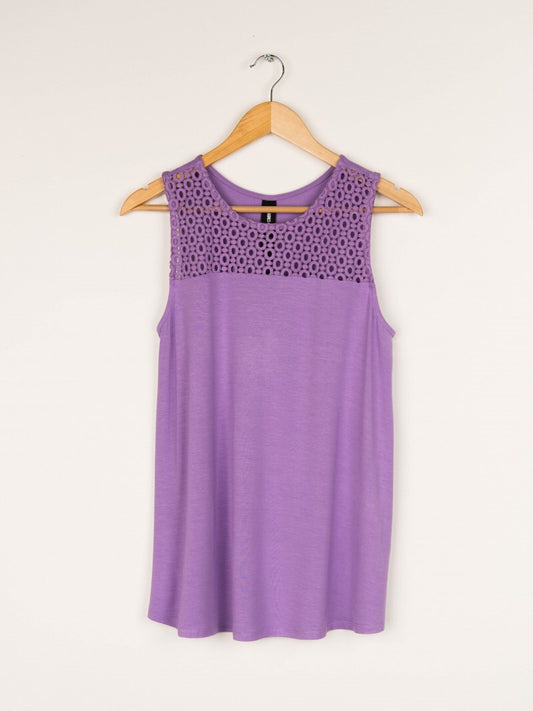 Heirloom Eyelet Essential Tank Purple