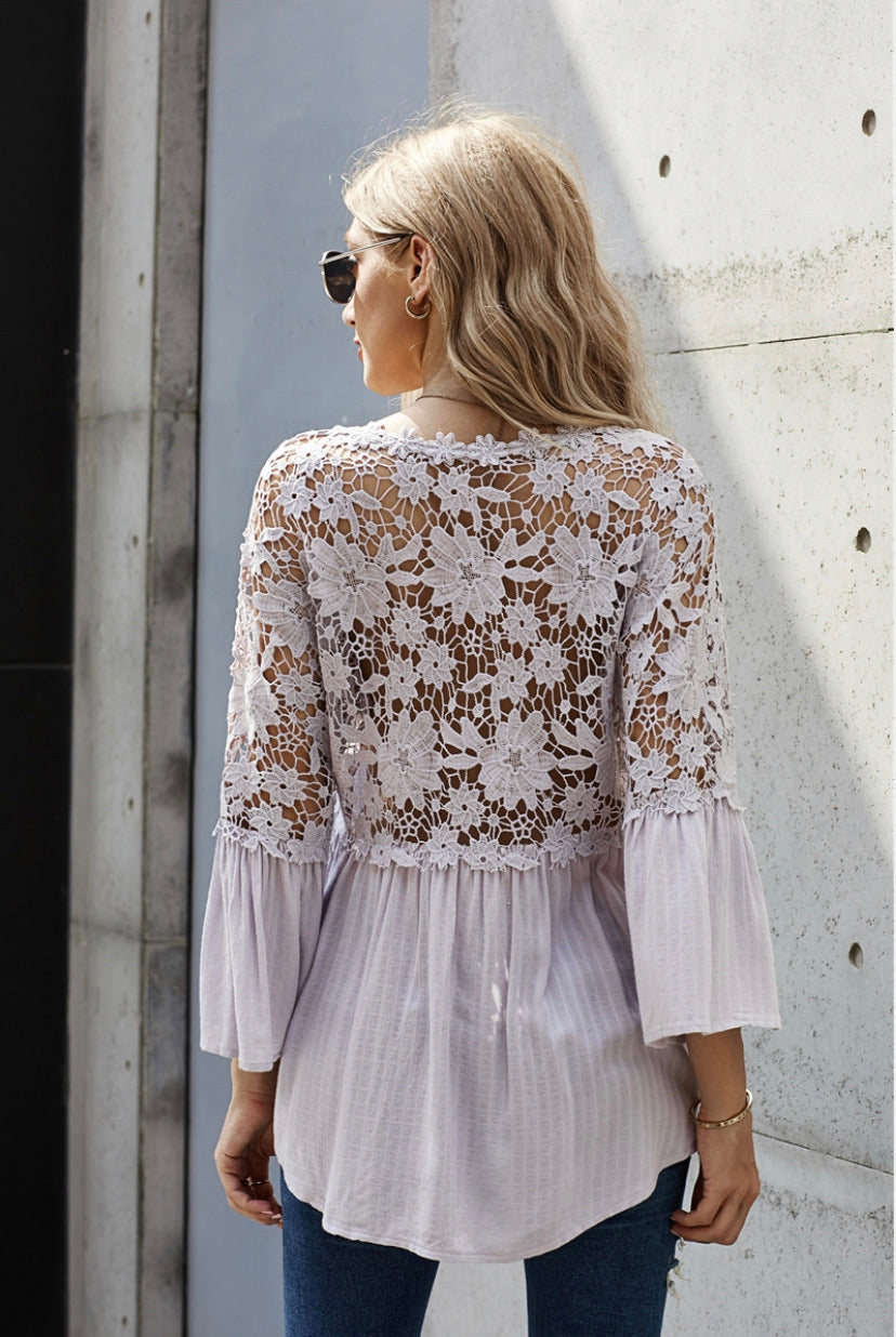 The Sage Lacework Crochet-Hem Top