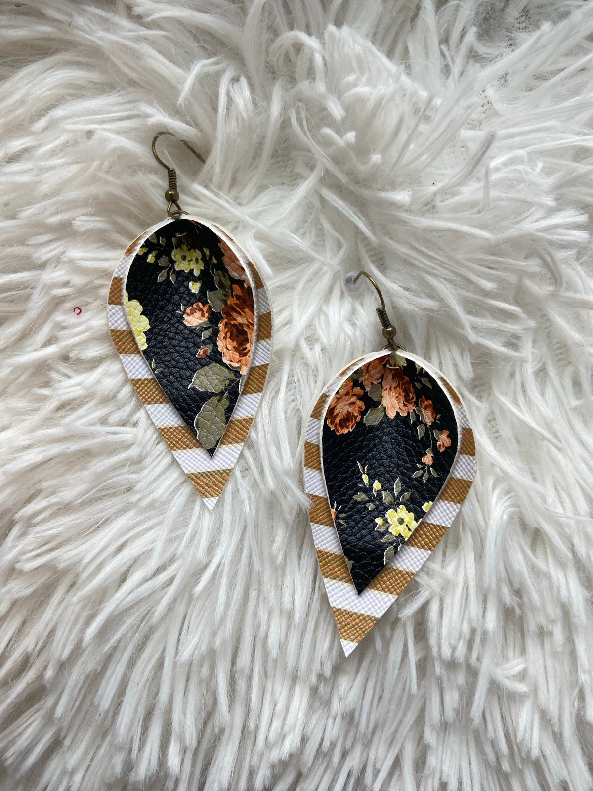 The Prairie Stripe Floral Layered Earrings