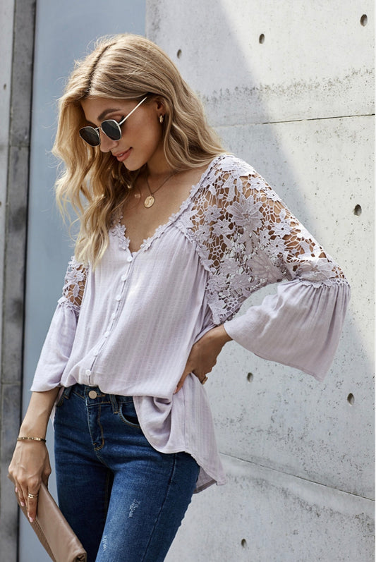 The Sage Lacework Crochet-Hem Top
