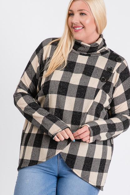 The Cabin Buffalo Plaid Cowl-Neck Sweater