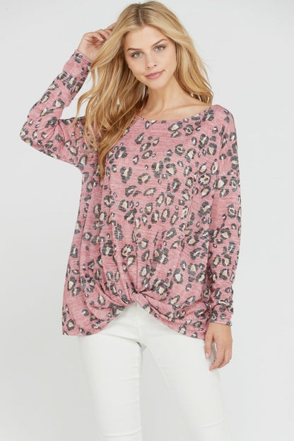 The Ember Animal-Print Twist-Front Top
