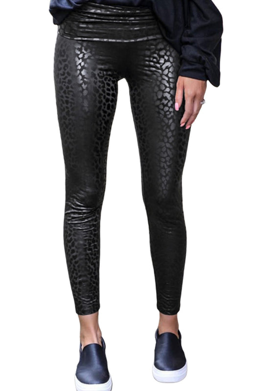 The Onyx Leopard-Textured Leggings