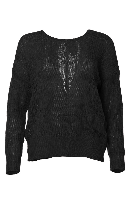 The Noelle Black Cross-Back Shoulder-Tie Sweater