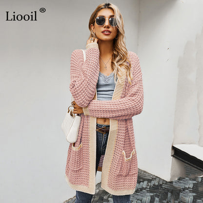 Hearthside Contrast Piping Waffle Knit Cardigan Sweater
