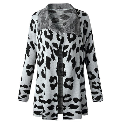 Hearthside White Knit Leopard Print Cardigan With Pockets